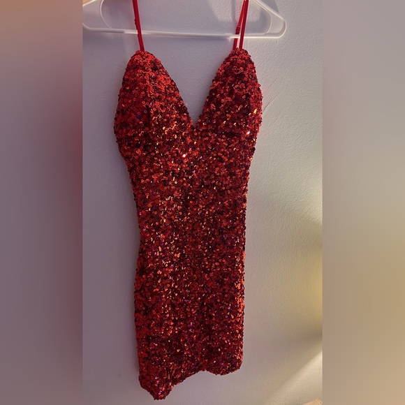 NWT SOLD OUT Red Sequin “Call Me Princess” Sequin Mini Dress Fashion Nova Small - Picture 14 of 15